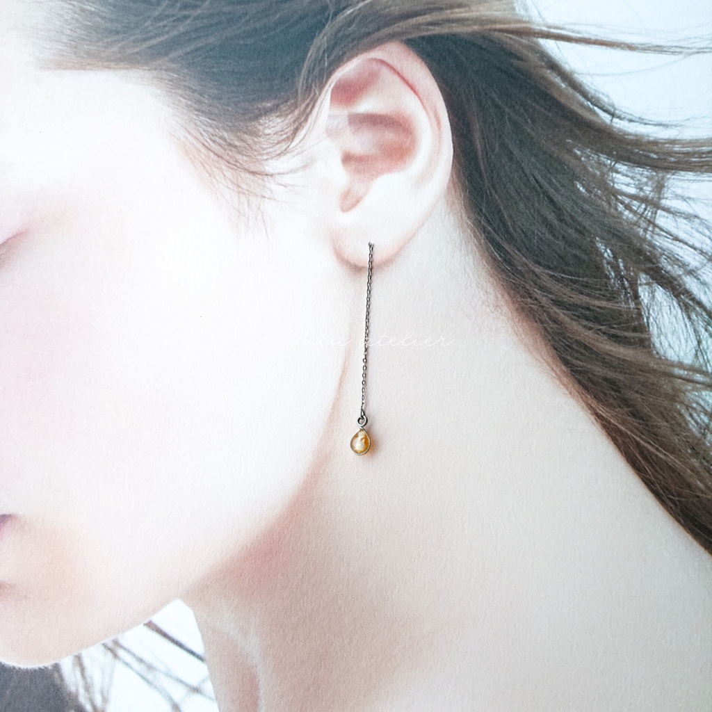 《片耳用》かすみ雫【秋】アメリカンピアス(金属アレルギー対応)