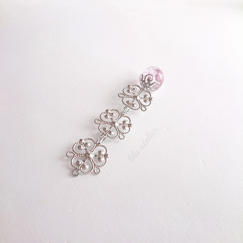 かすみ珠と三つ葉【紫】しおり(金属アレルギー対応)