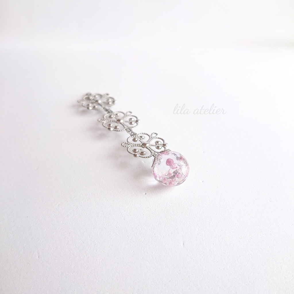 かすみ珠と三つ葉【紫】しおり(金属アレルギー対応)