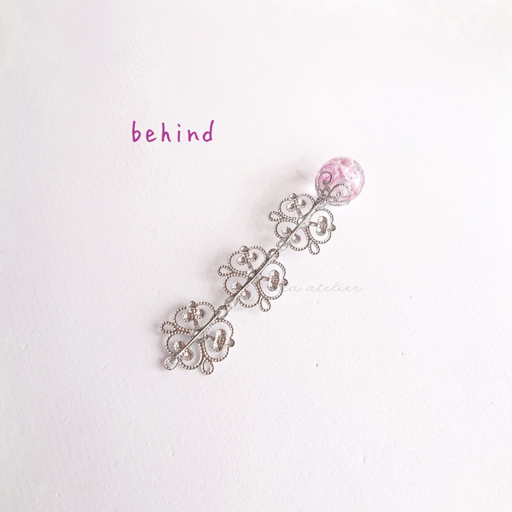 かすみ珠と三つ葉【紫】しおり(金属アレルギー対応)