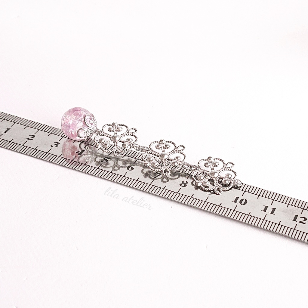 かすみ珠と三つ葉【紫】しおり(金属アレルギー対応)