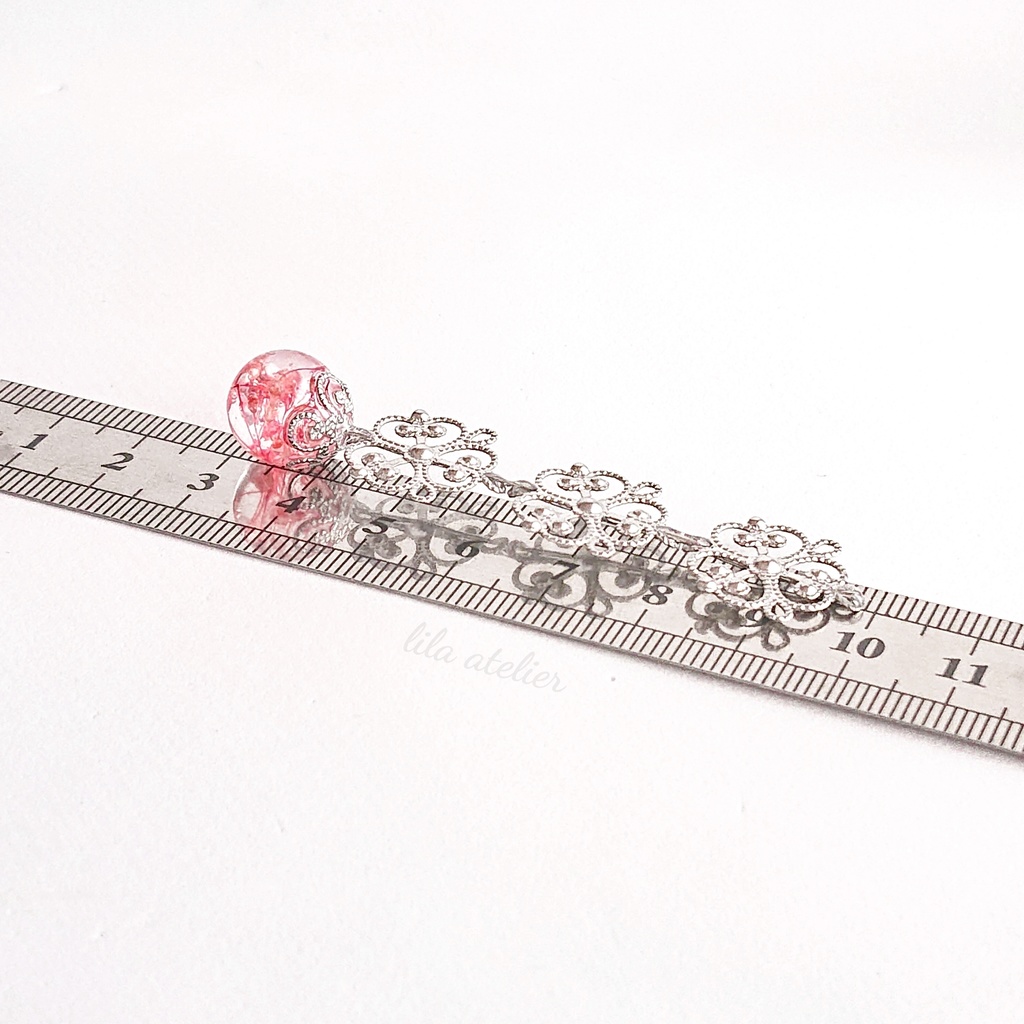 かすみ珠と三つ葉【紅】しおり(金属アレルギー対応)