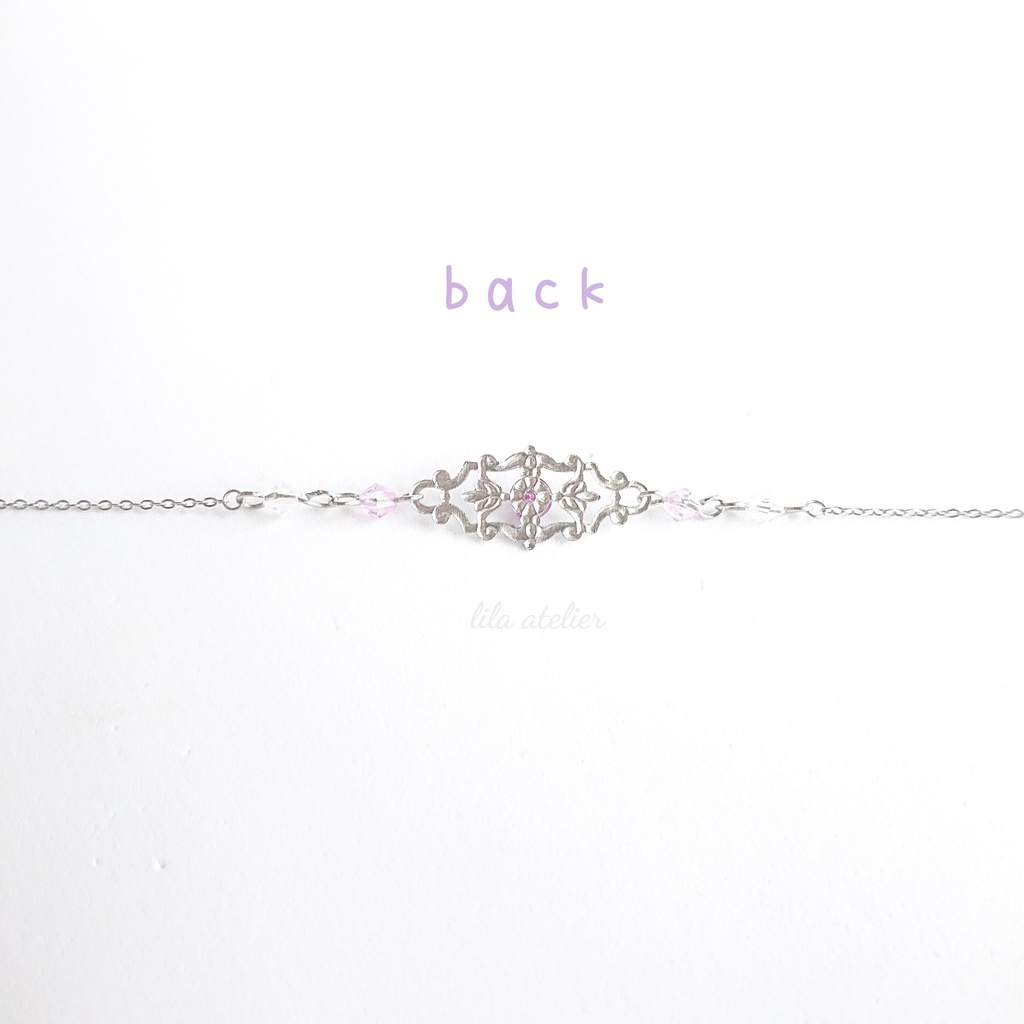 かすみ水中花細工【紫】ブレスレット(金属アレルギー対応)