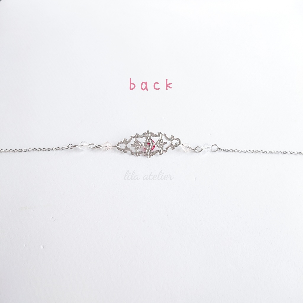 かすみ水中花細工【紅】ブレスレット(金属アレルギー対応)