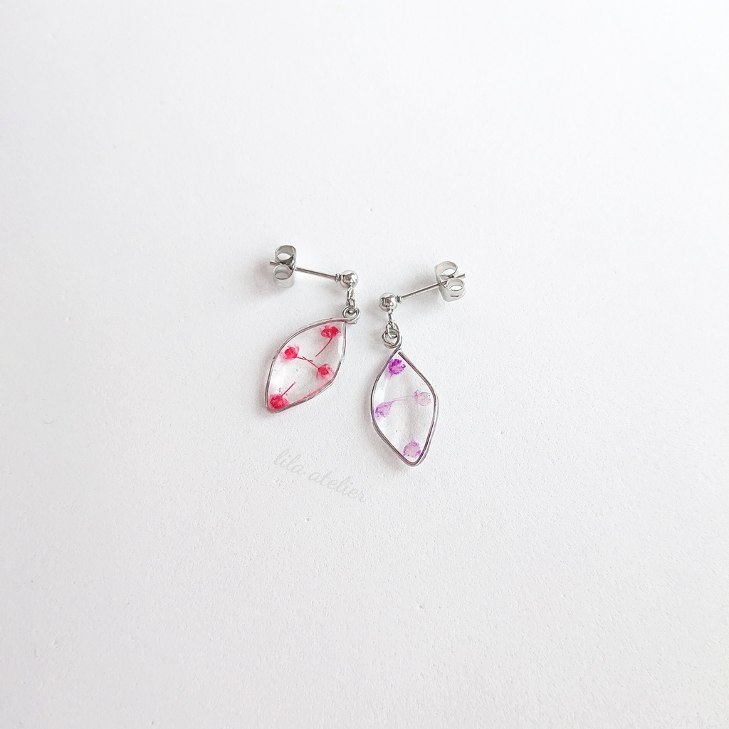 かすみ葉【紫】ピアス/イヤリング(金属アレルギー対応)