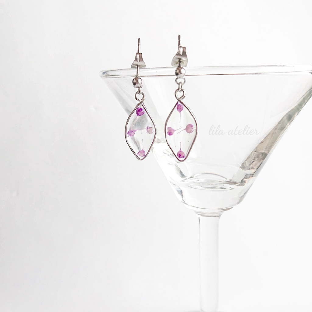 かすみ葉【紫】ピアス/イヤリング(金属アレルギー対応)