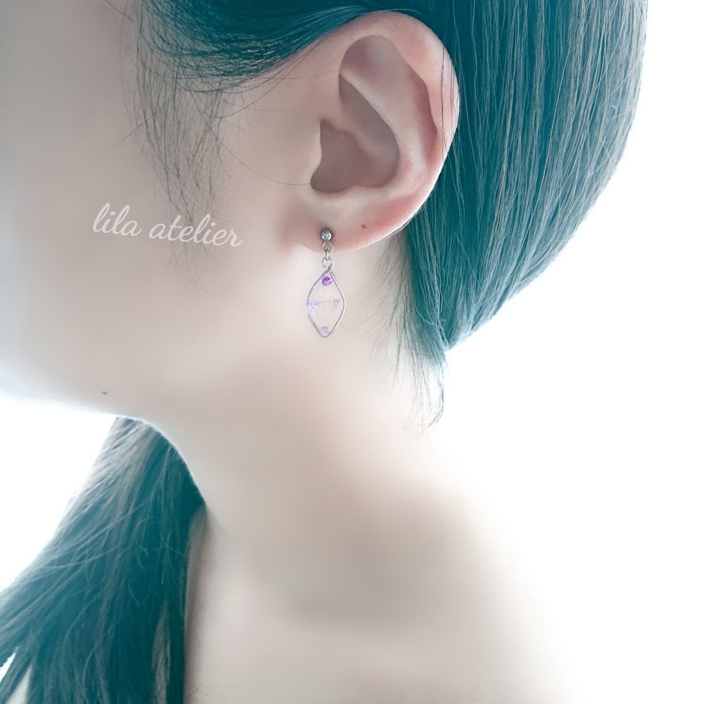 かすみ葉【紫】ピアス/イヤリング(金属アレルギー対応)