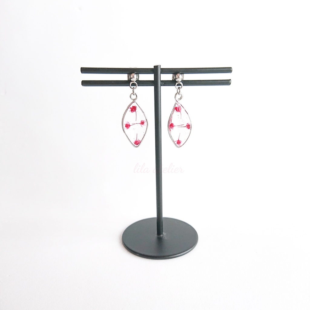 かすみ葉【紅】ピアス/イヤリング(金属アレルギー対応)