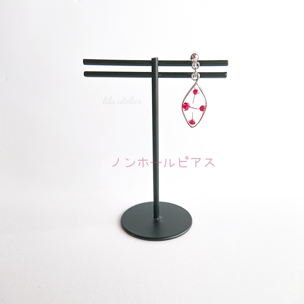 かすみ葉【紅】ピアス/イヤリング(金属アレルギー対応)