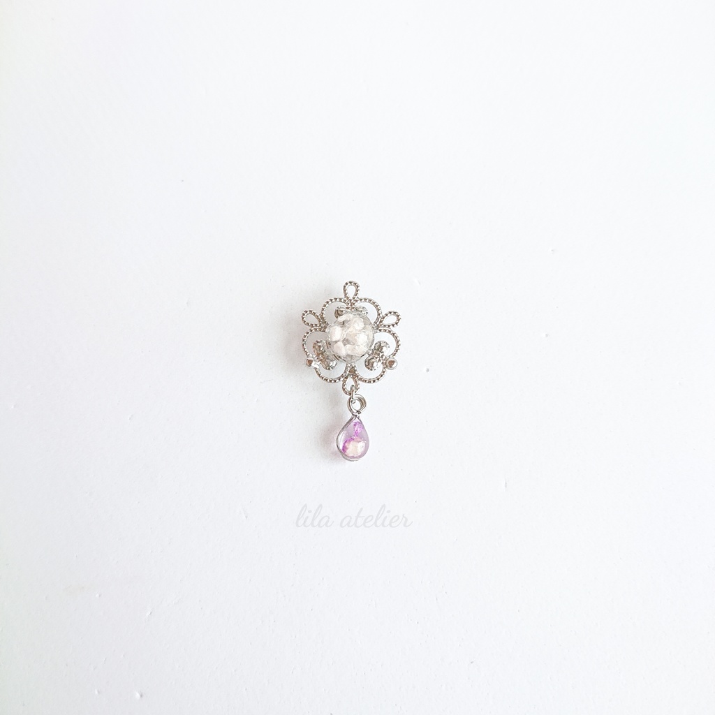 かすみ三つ葉と雫【紫】マグネット(金属アレルギー対応)