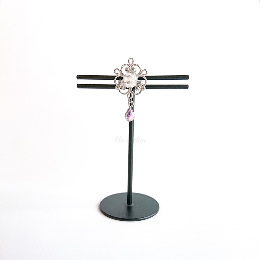 かすみ三つ葉と雫【紫】マグネット(金属アレルギー対応)