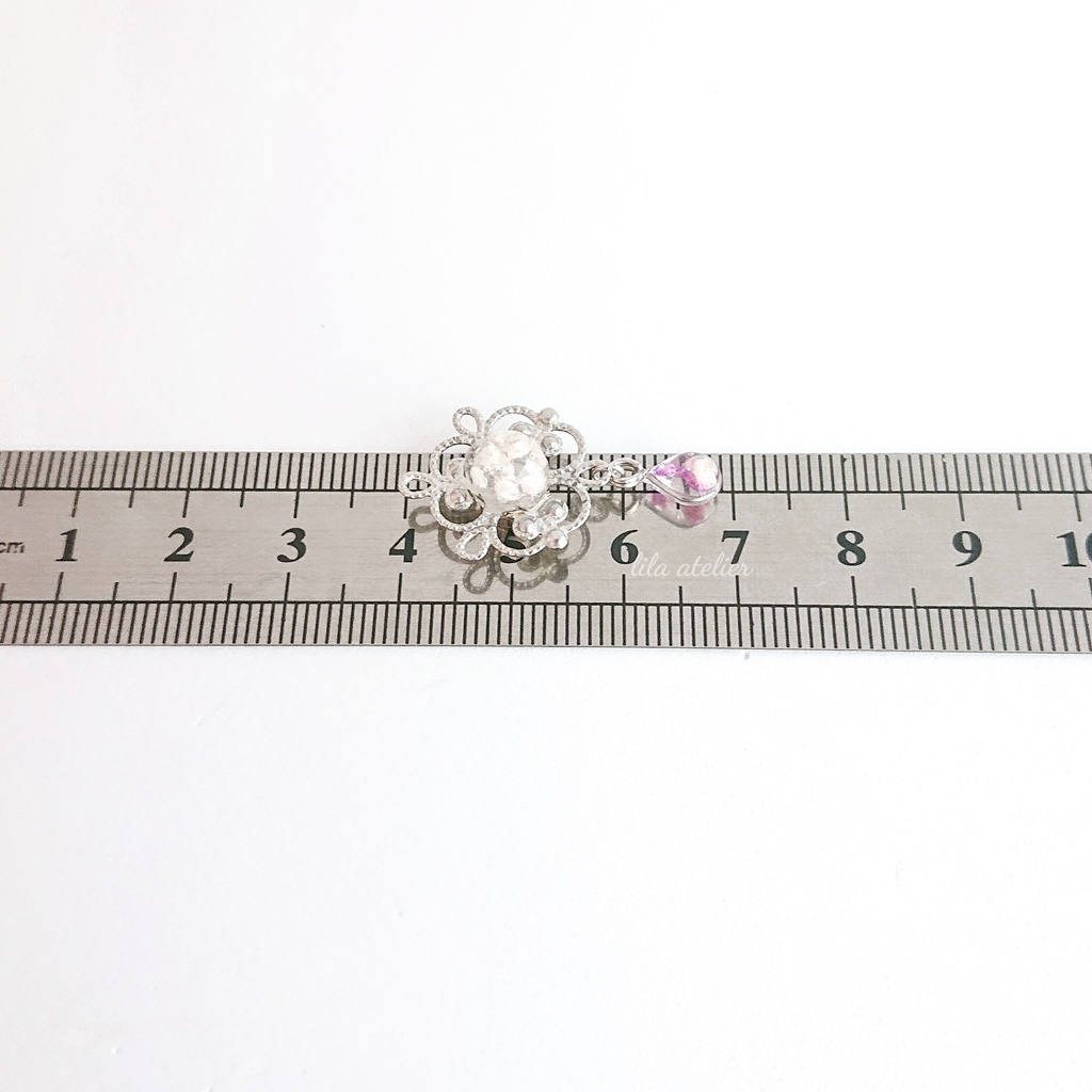 かすみ三つ葉と雫【紫】マグネット(金属アレルギー対応)