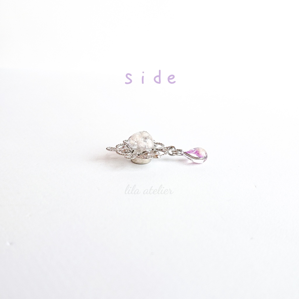 かすみ三つ葉と雫【紫】マグネット(金属アレルギー対応)