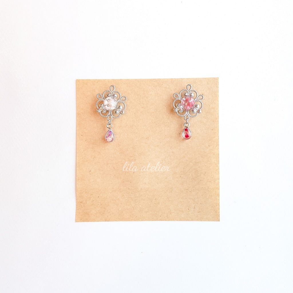 かすみ三つ葉と雫【紫】マグネット(金属アレルギー対応)