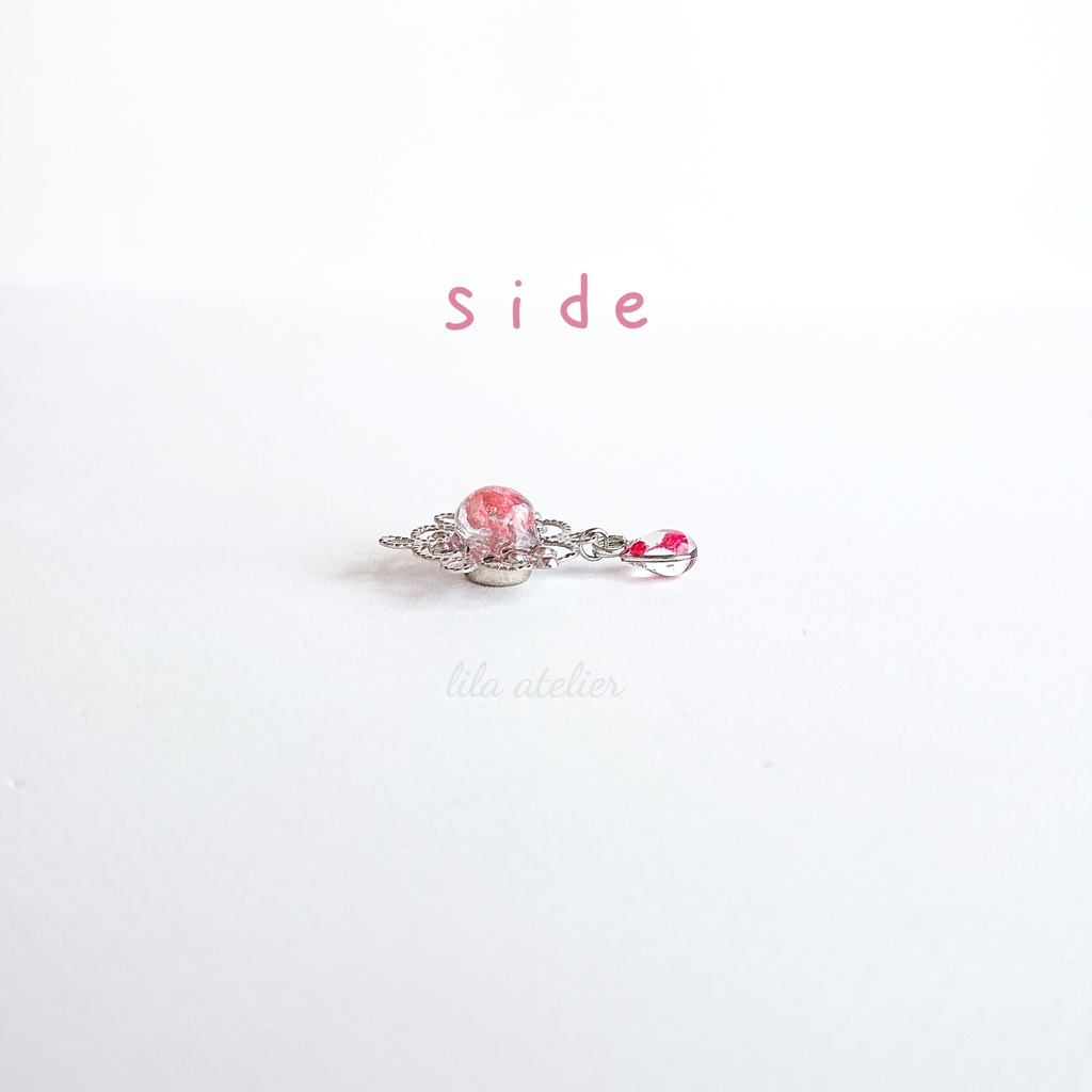 かすみ三つ葉と雫【紅】マグネット(金属アレルギー対応)