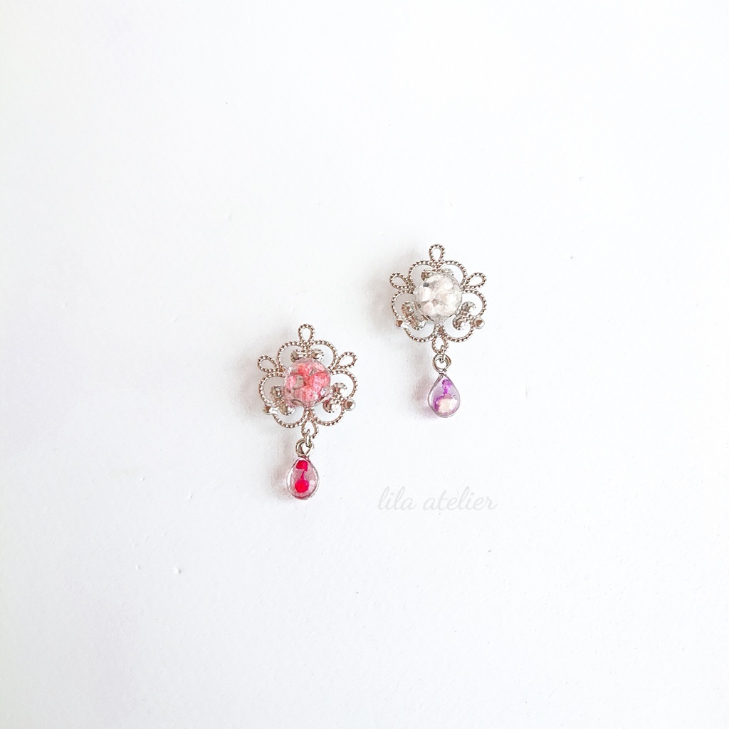 かすみ三つ葉と雫【紅】マグネット(金属アレルギー対応)