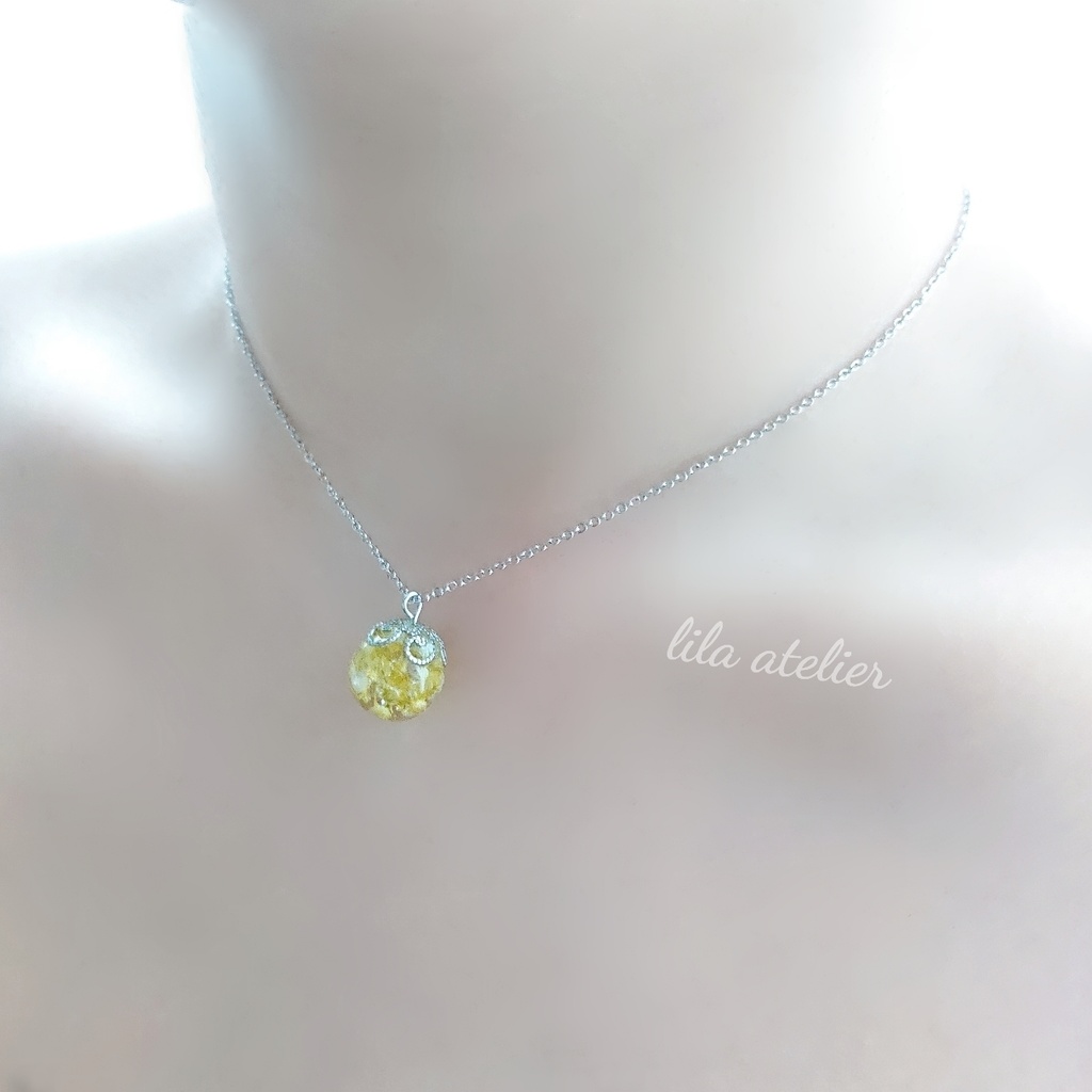 かすみ珠【翠】ペンダント(金属アレルギー対応)