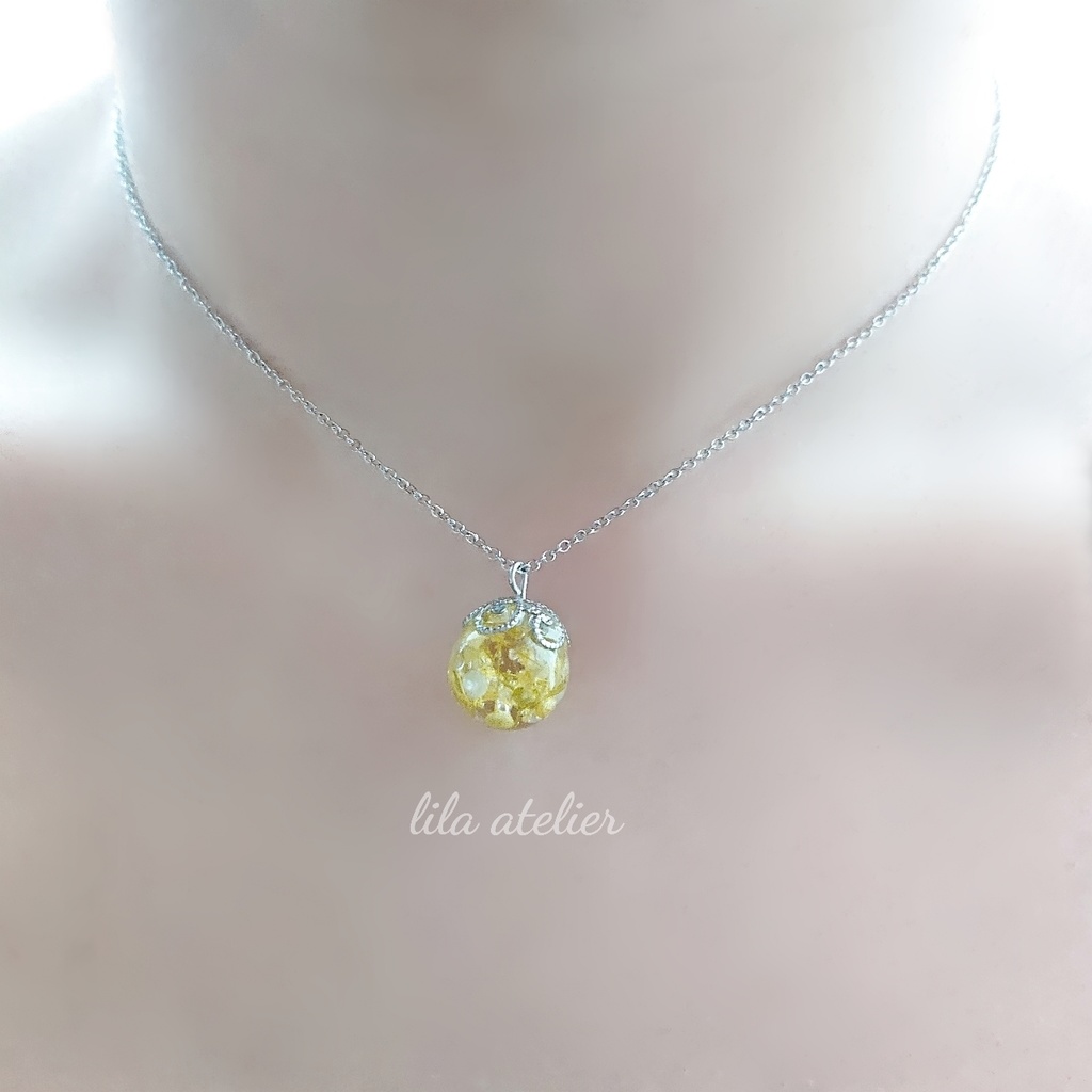 かすみ珠【翠】ペンダント(金属アレルギー対応)