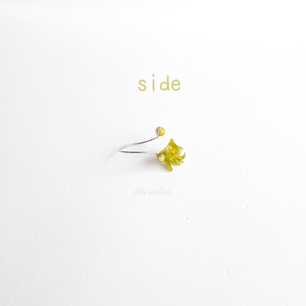 かすみ粒【翠】とミニコーンフラワーピンキーリング(金属アレルギー対応)