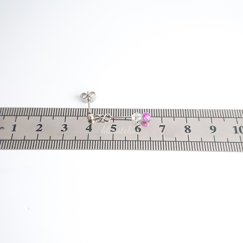 かすみ粒【紫】ロングピアス/イヤリング(金属アレルギー対応)