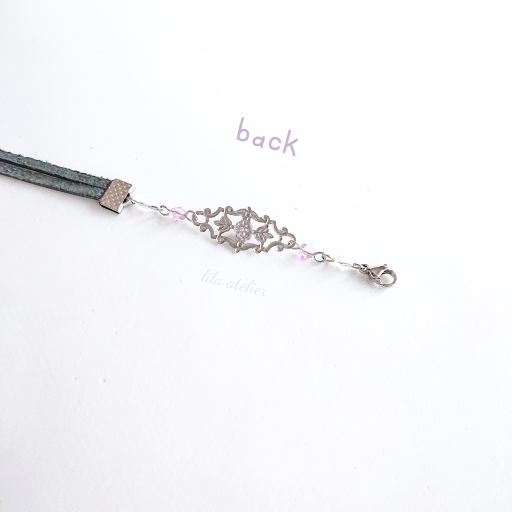 かすみ水中花細工【紫】チョーカー(金属アレルギー対応)