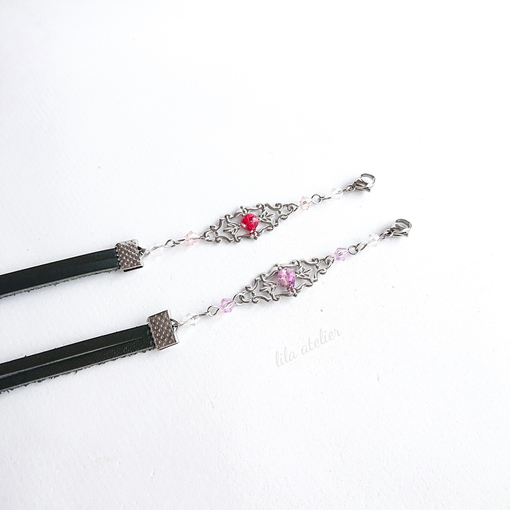 かすみ水中花細工【紫】チョーカー(金属アレルギー対応)