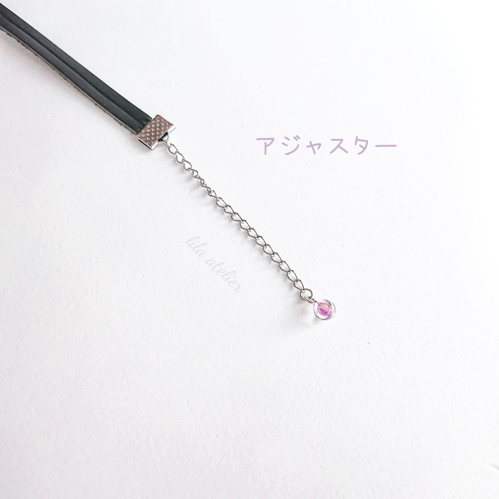 かすみ水中花細工【紫】チョーカー(金属アレルギー対応)