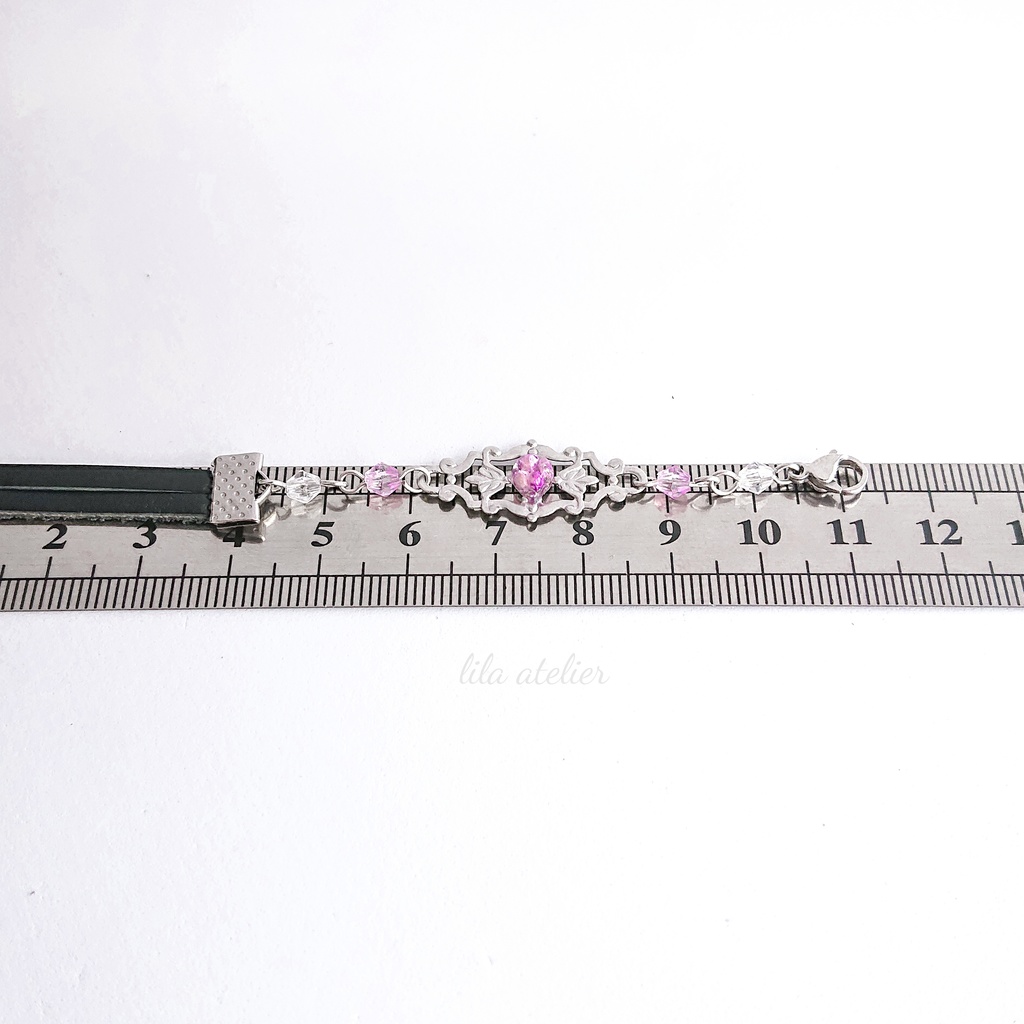 かすみ水中花細工【紫】チョーカー(金属アレルギー対応)