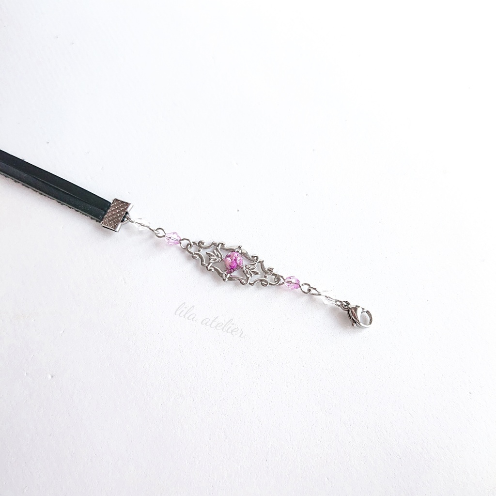 かすみ水中花細工【紫】チョーカー(金属アレルギー対応)