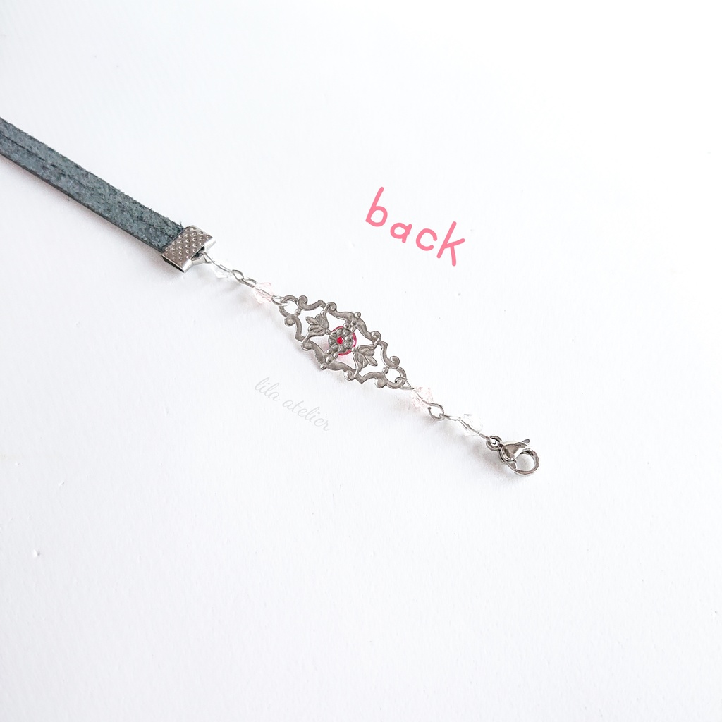 かすみ水中花細工【紅】チョーカー(金属アレルギー対応)