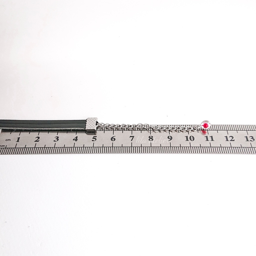 かすみ水中花細工【紅】チョーカー(金属アレルギー対応)