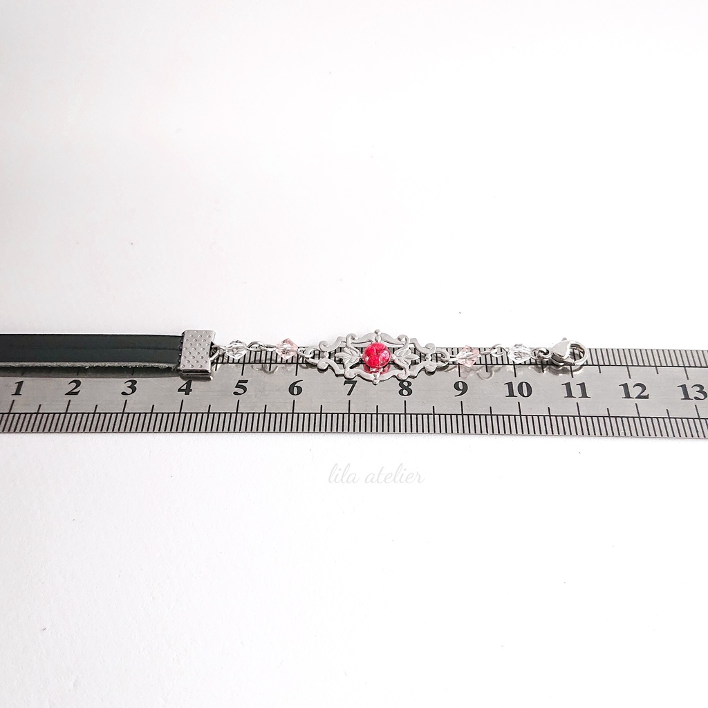 かすみ水中花細工【紅】チョーカー(金属アレルギー対応)