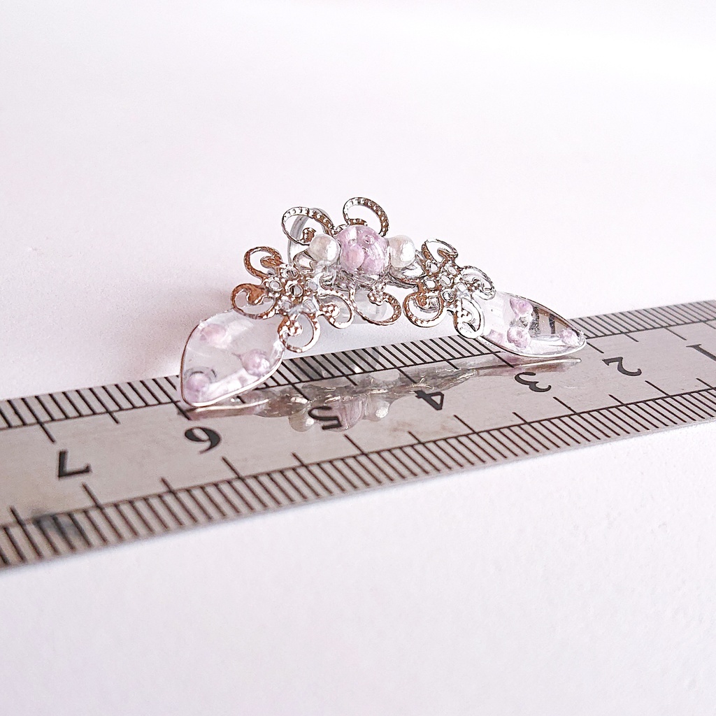 《片耳用》かすみ水中花と葉【紫】イヤークリップ(金属アレルギー対応)