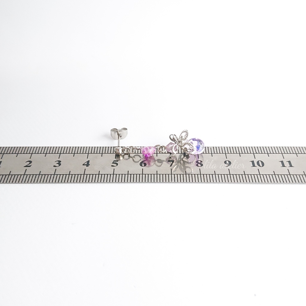 かすみ水中花と硝子花【紫】ピアス/イヤリング(金属アレルギー対応)