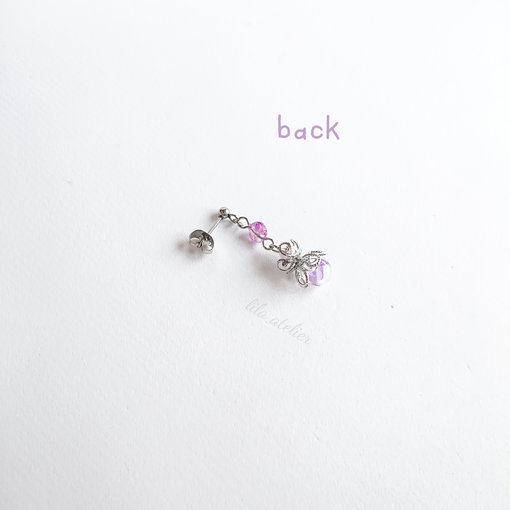 かすみ水中花と硝子花【紫】ピアス/イヤリング(金属アレルギー対応)