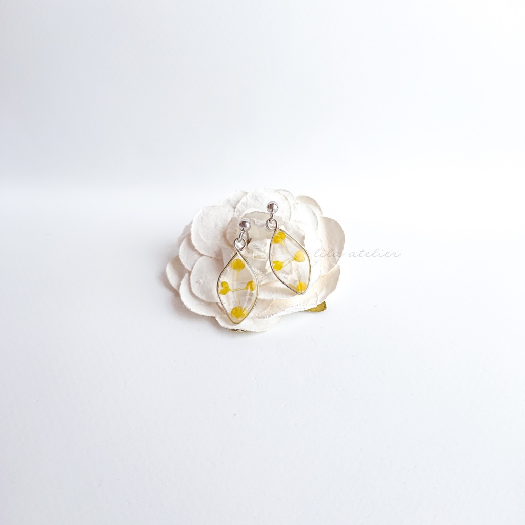 かすみ葉【翠】ピアス/イヤリング(金属アルギー対応)