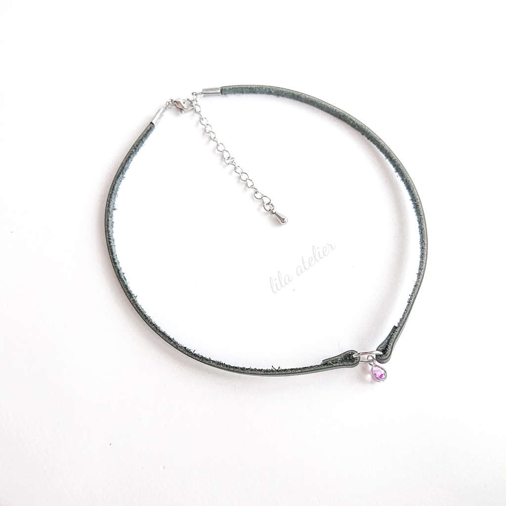 かすみ粒【紫】チョーカー(金属アレルギー対応)