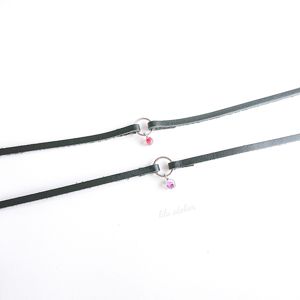 かすみ粒【紫】チョーカー(金属アレルギー対応)