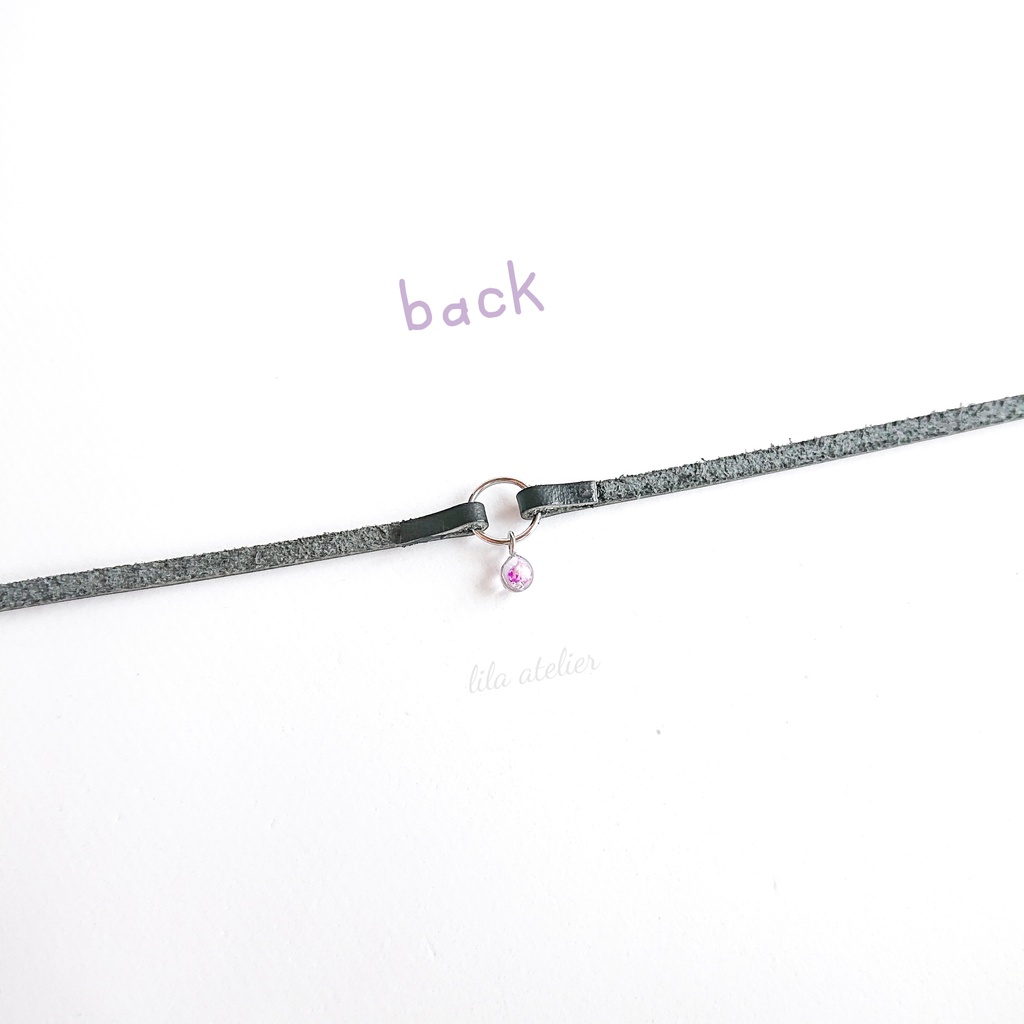 かすみ粒【紫】チョーカー(金属アレルギー対応)