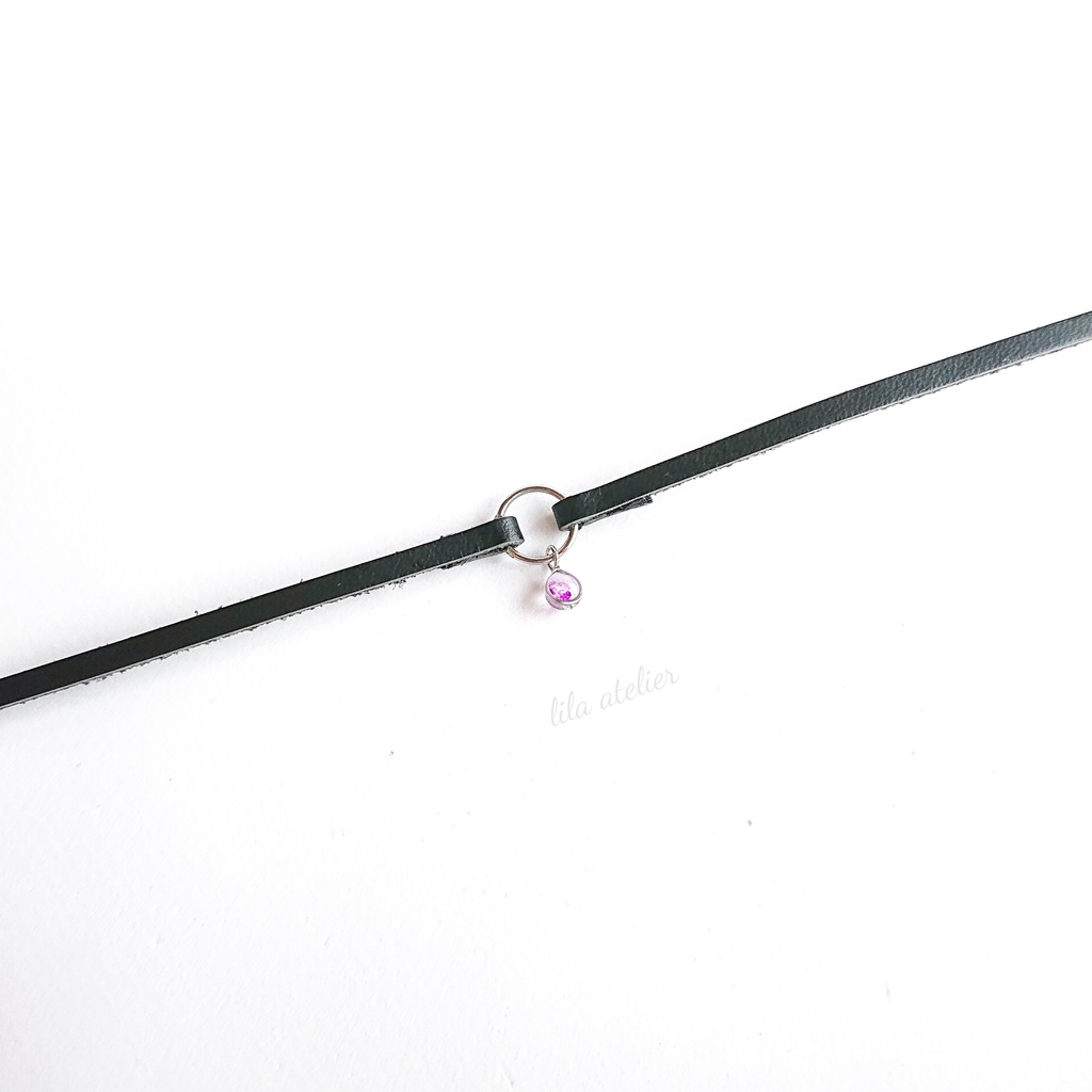 かすみ粒【紫】チョーカー(金属アレルギー対応)