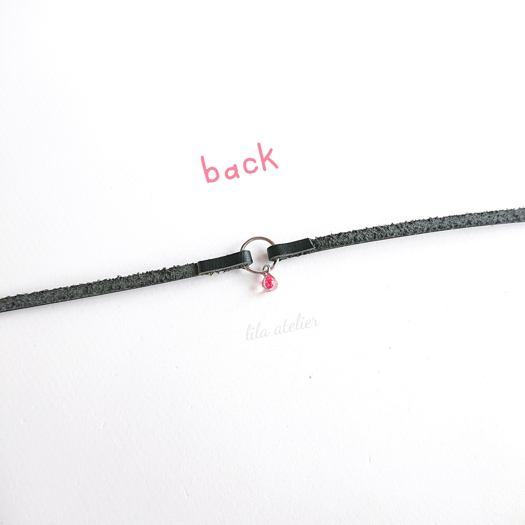 かすみ粒【紅】チョーカー(金属アレルギー対応)