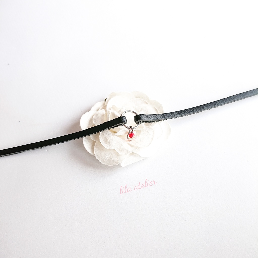 かすみ粒【紅】チョーカー(金属アレルギー対応)