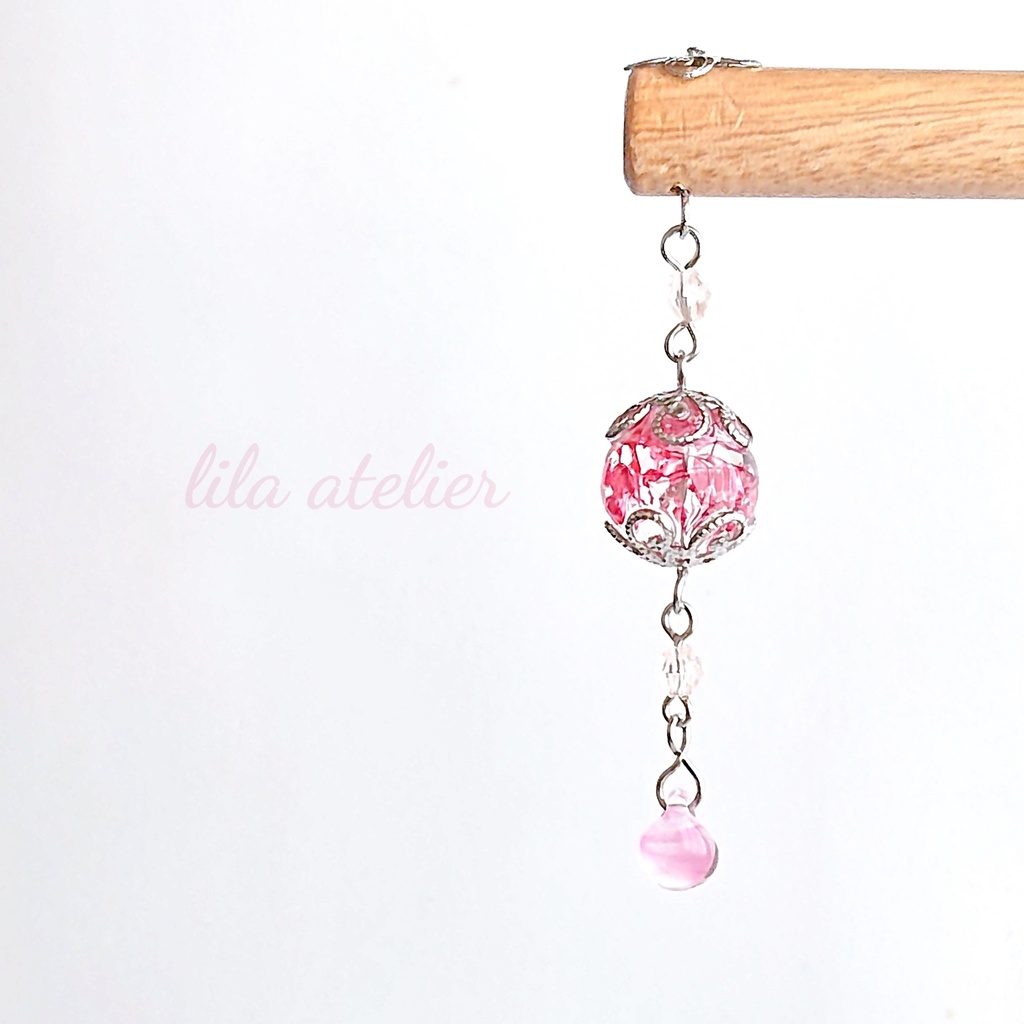 かすみ珠【紅】木製かんざし(金属アレルギー対応)