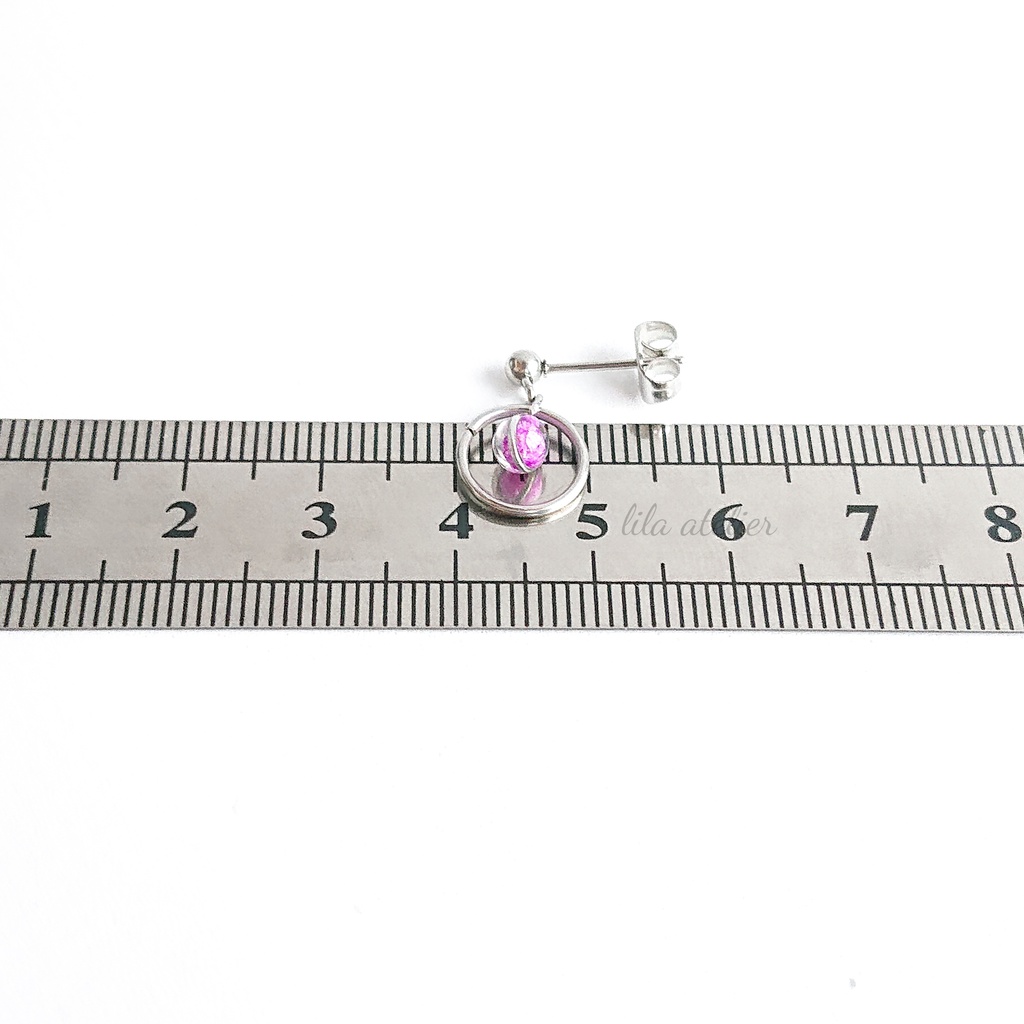 かすみ粒圓【紫】ピアス/イヤリング(金属アレルギー対応)