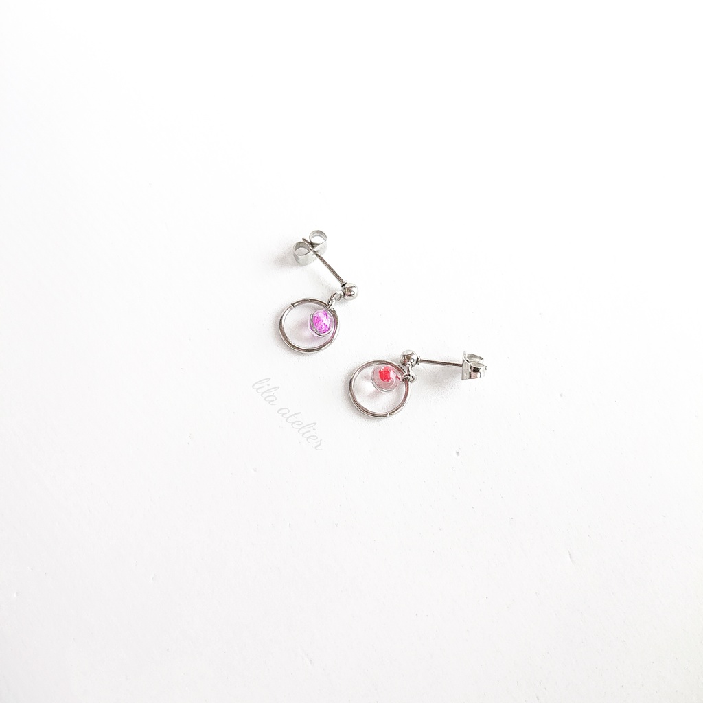 かすみ粒圓【紫】ピアス/イヤリング(金属アレルギー対応)