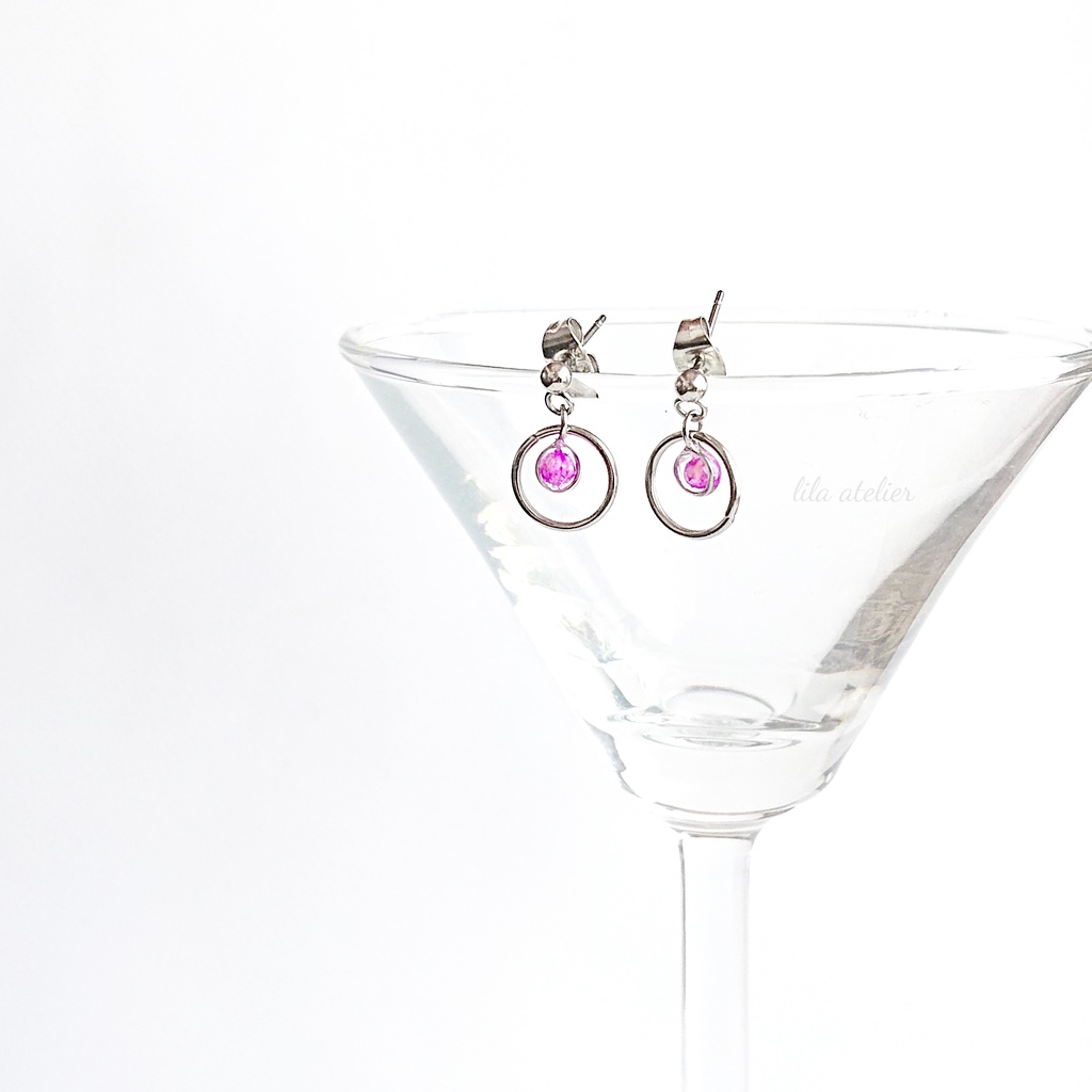 かすみ粒圓【紫】ピアス/イヤリング(金属アレルギー対応)