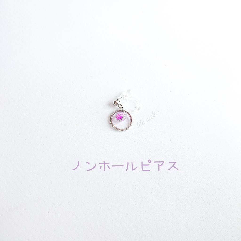 かすみ粒圓【紫】ピアス/イヤリング(金属アレルギー対応)