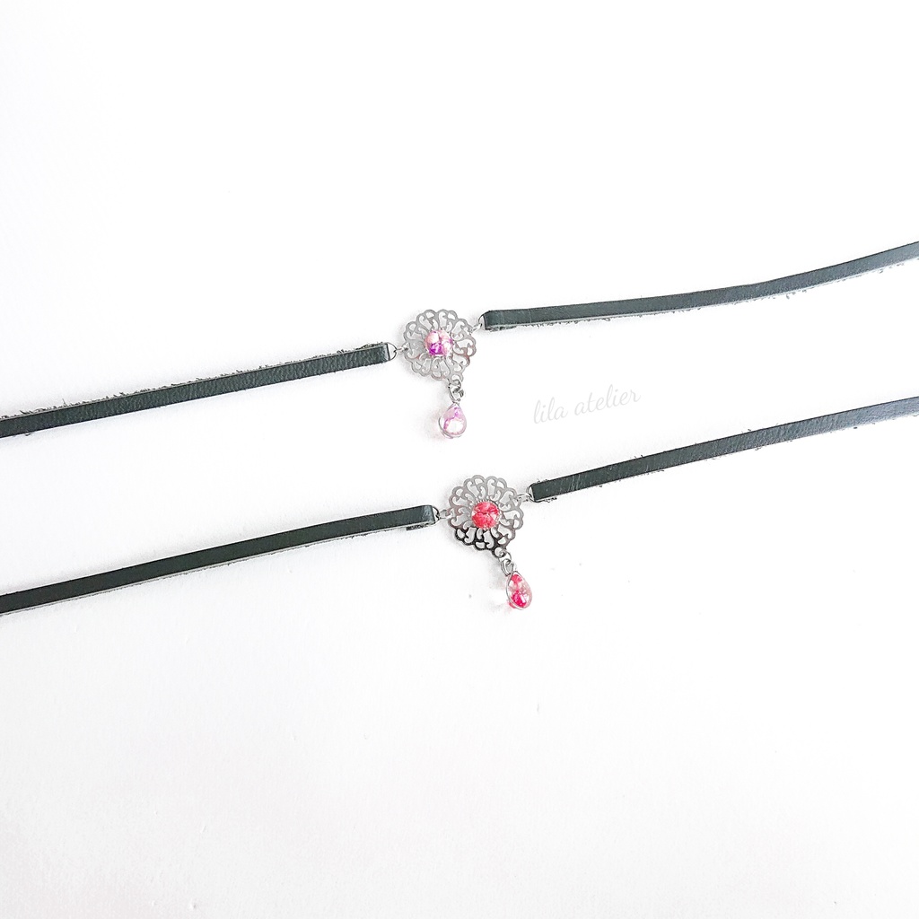 かすみ蔦葛【紫】チョーカー(金属アレルギー対応)