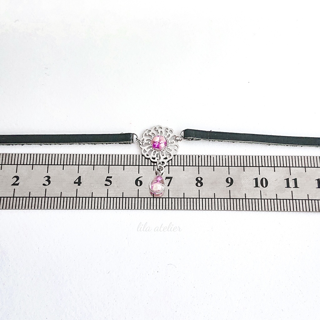 かすみ蔦葛【紫】チョーカー(金属アレルギー対応)