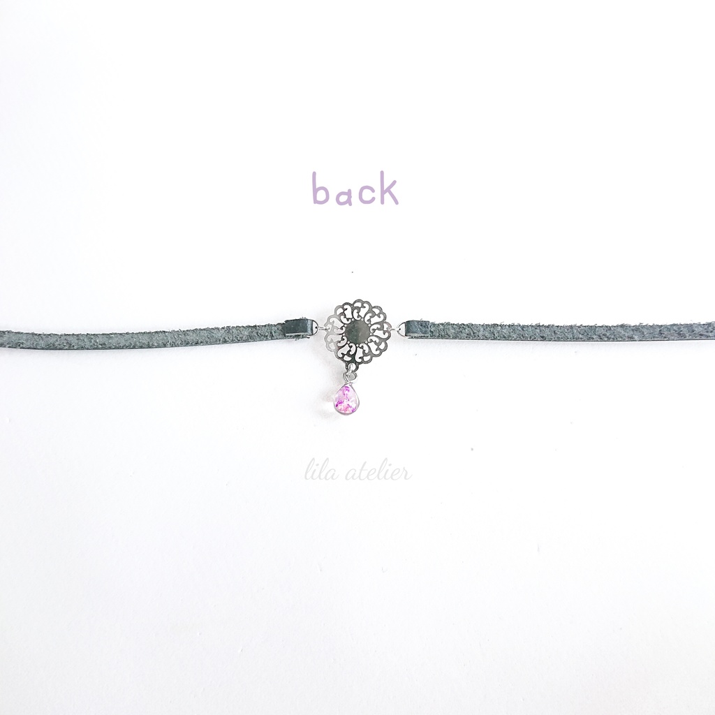 かすみ蔦葛【紫】チョーカー(金属アレルギー対応)